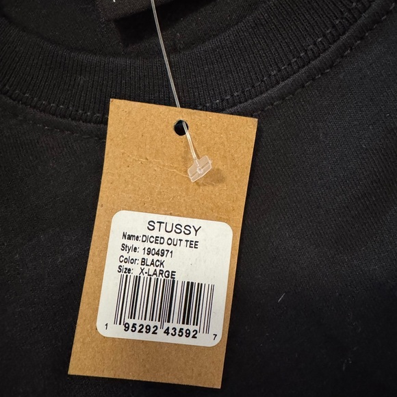 Stussy Black Tee with Vibrant Orange Dice Design - Picture 3 of 4